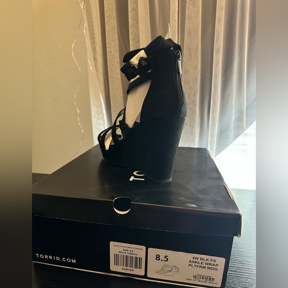 Torrid Black Ankle Wrap Platform Wedge - Picture 2 of 2